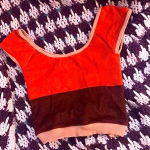 Free People Red and Brown Crop Top